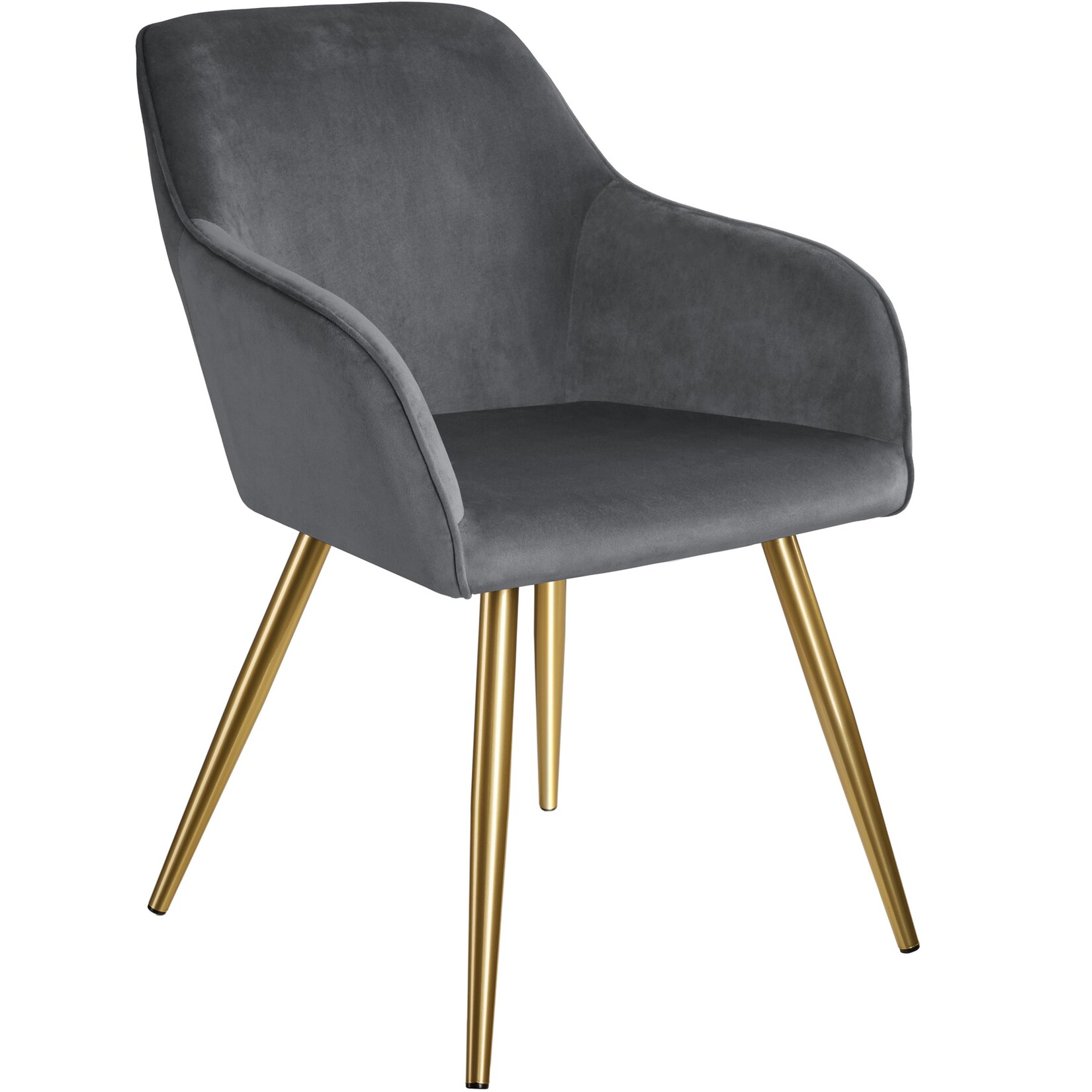 tectake® Stuhl, gepolstert, in Samtoptik, goldene Stahlbeine, 58 x 62 x 82 cm