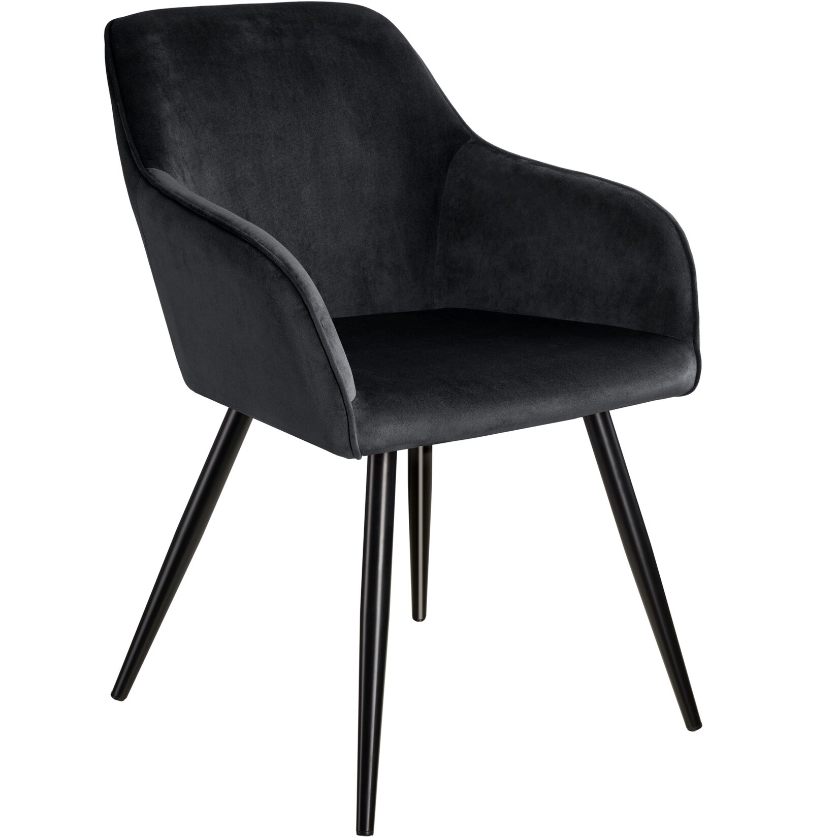tectake® Stuhl, gepolstert, in Samtoptik, schwarze Stahlbeine, 58 x 62 x 82 cm