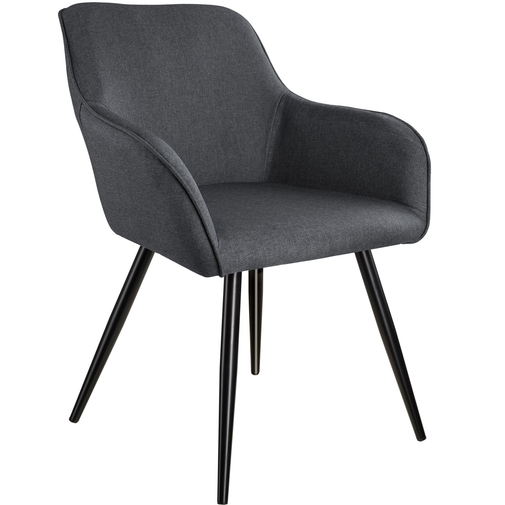 tectake® Stuhl, gepolstert, in Leinenoptik, schwarze Stahlbeine, 58 x 62 x 82 cm