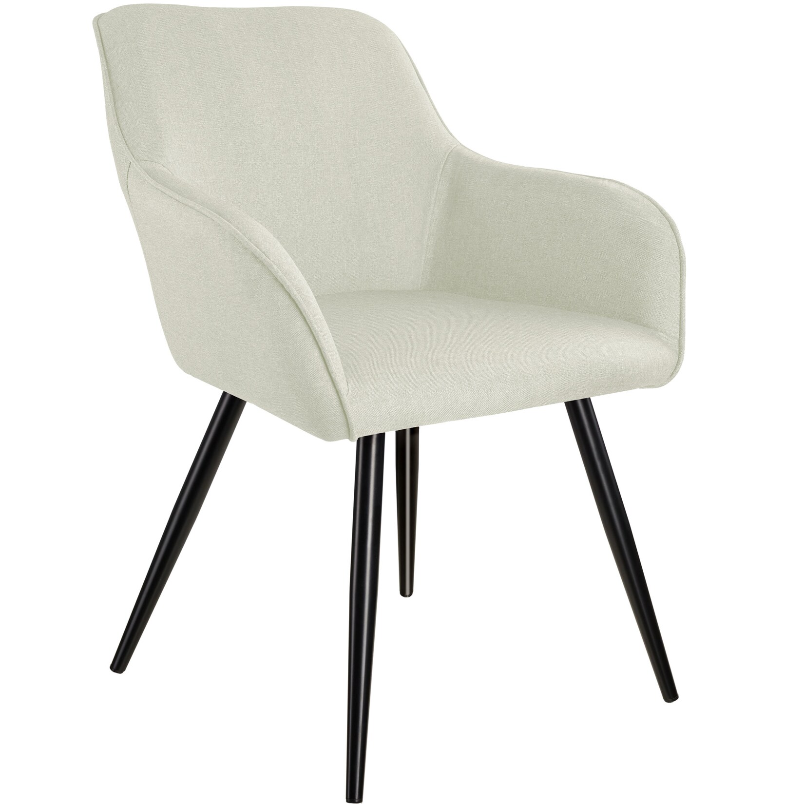 tectake® Stuhl, gepolstert, in Leinenoptik, schwarze Stahlbeine, 58 x 62 x 82 cm