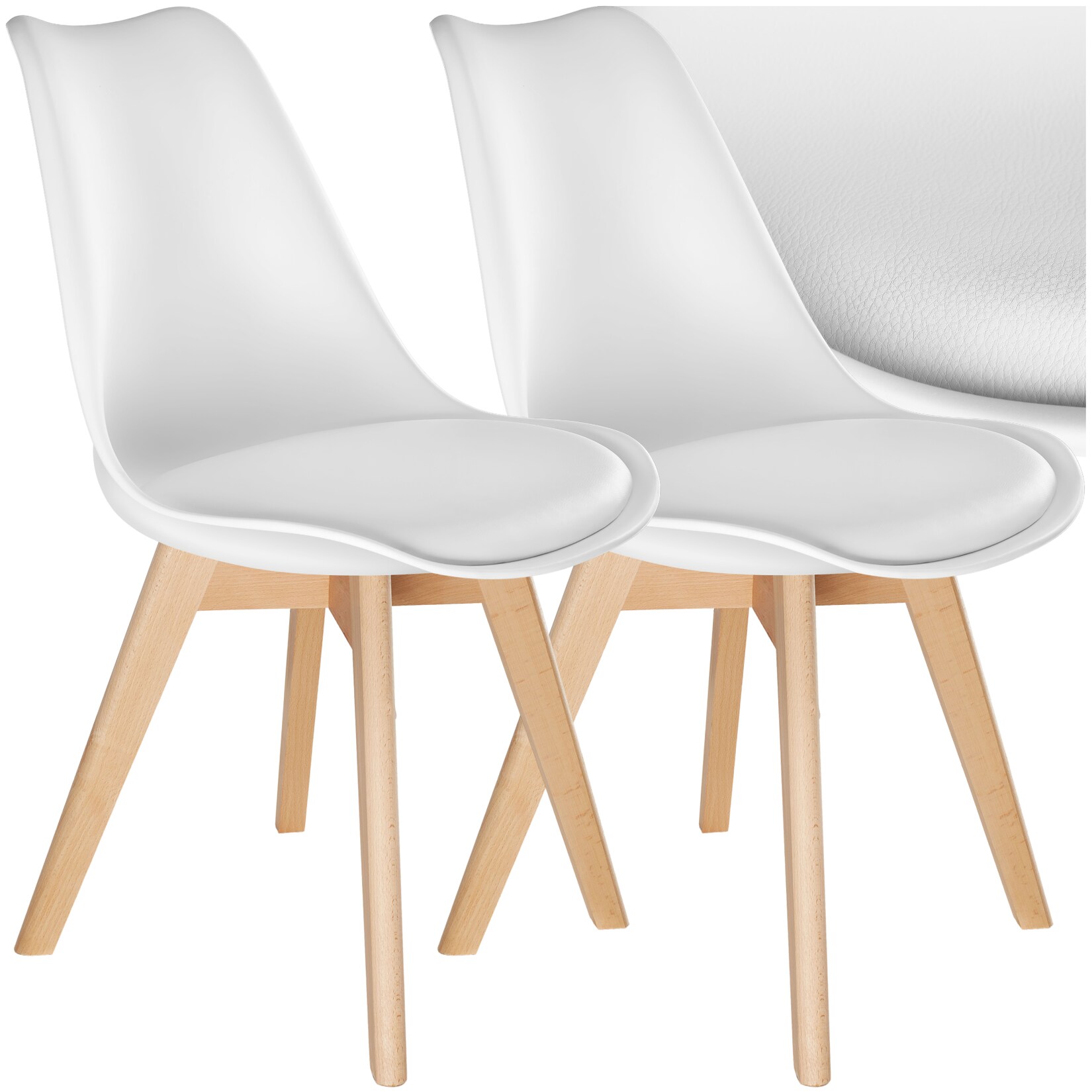 tectake® Set Esszimmerstuhl, gepolsterte Sitzfläche, massive Holzbeine, 49 x 56 x 82,5 cm | 04061173117564
