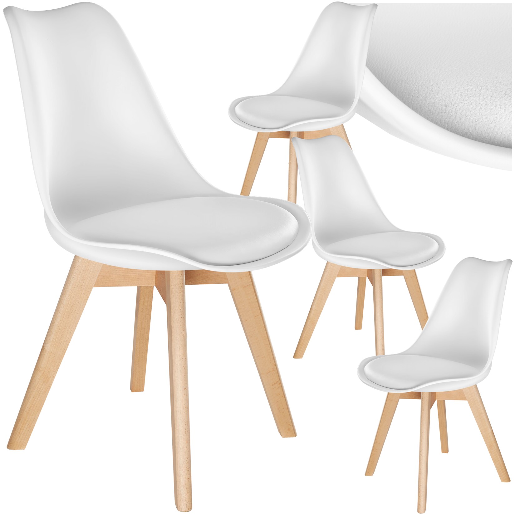 tectake® Set Esszimmerstuhl, gepolsterte Sitzfläche, massive Holzbeine, 49 x 56 x 82,5 cm | 04061173117595