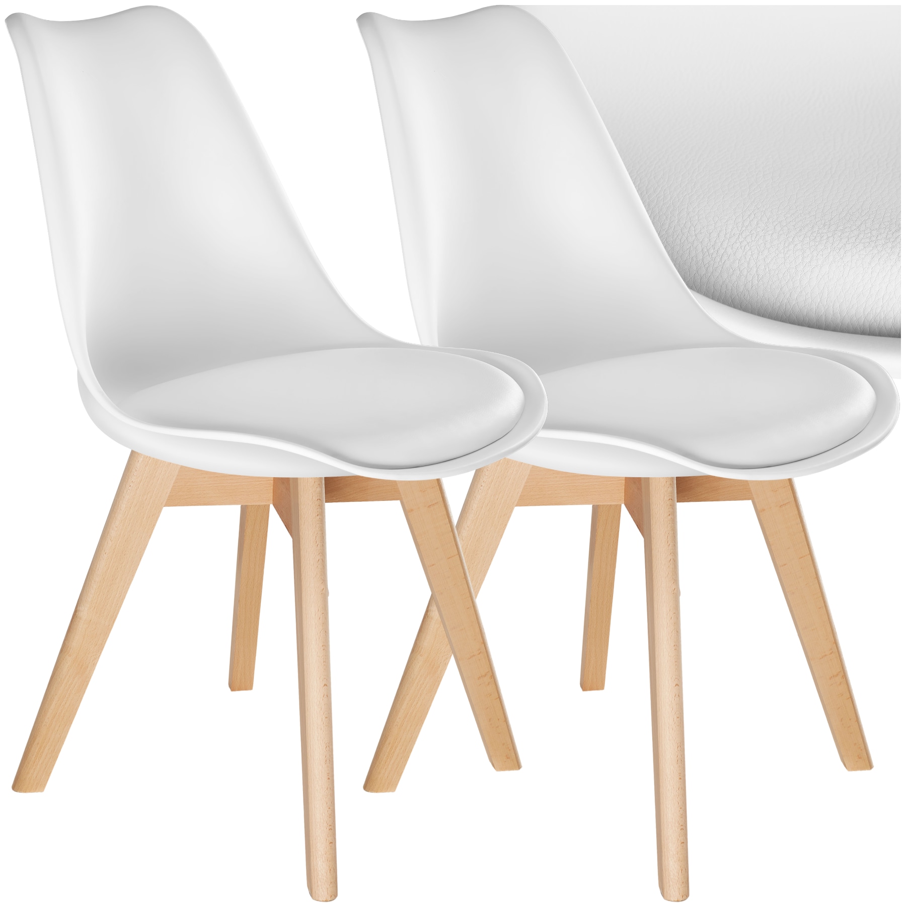 tectake&reg; Set Esszimmerstuhl, Scandi-Design, massive Holzbeine, 49 x 53 x 82 cm - Bild 1