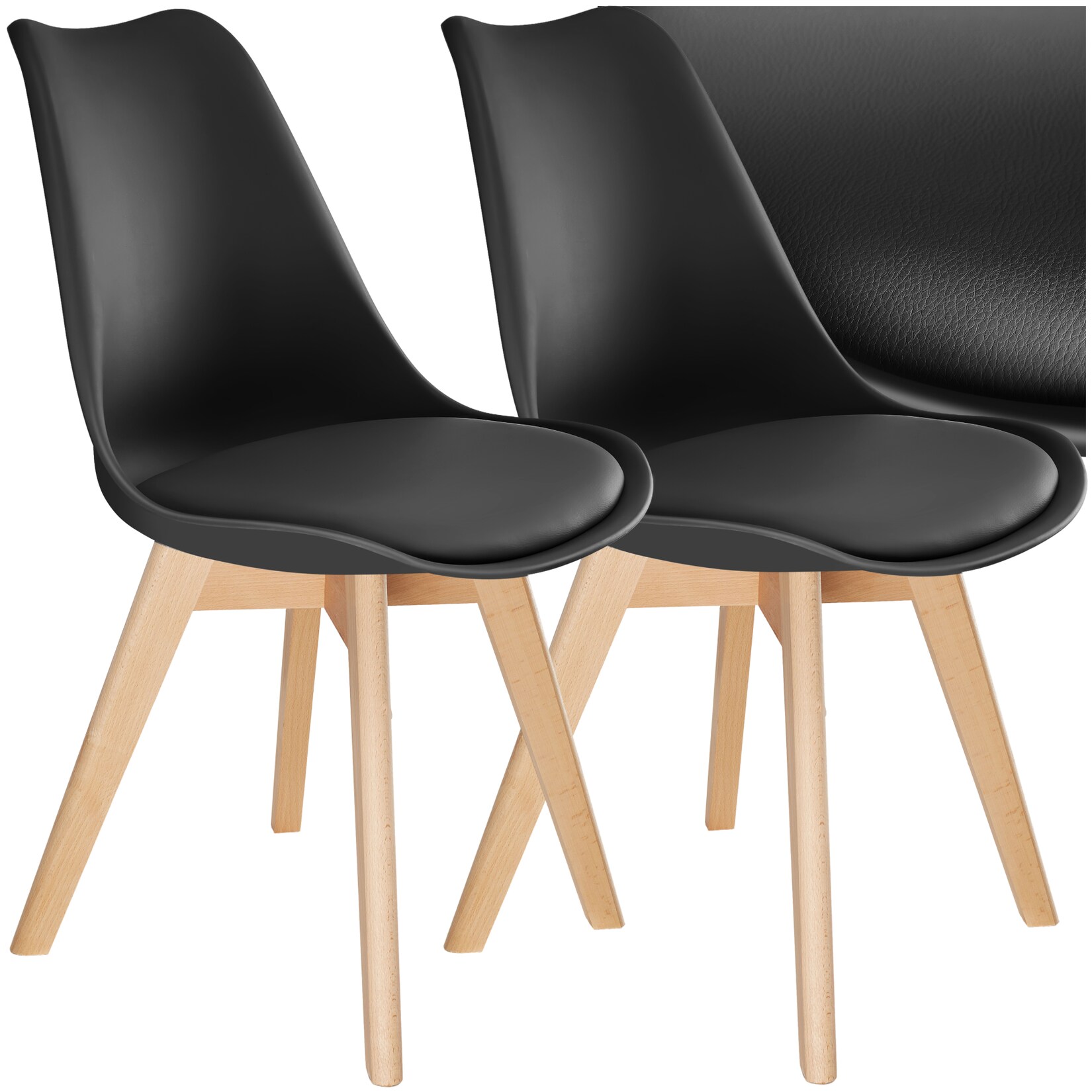 tectake® Set Esszimmerstuhl, Scandi-Design, massive Holzbeine, 49 x 53 x 82 cm