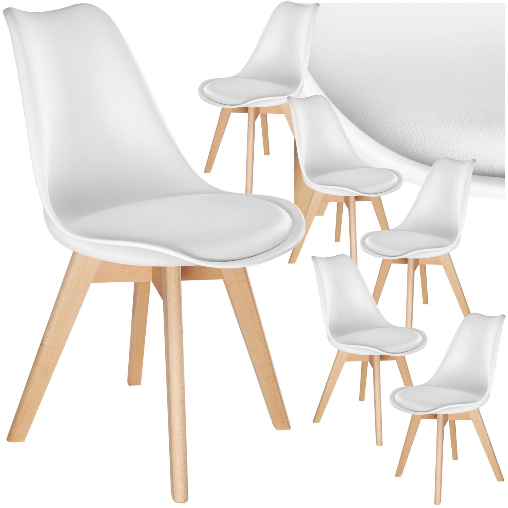 tectake® Set Esszimmerstuhl, Scandi-Design, massive Holzbeine, 49 x 53 x 82 cm | 04061173286116