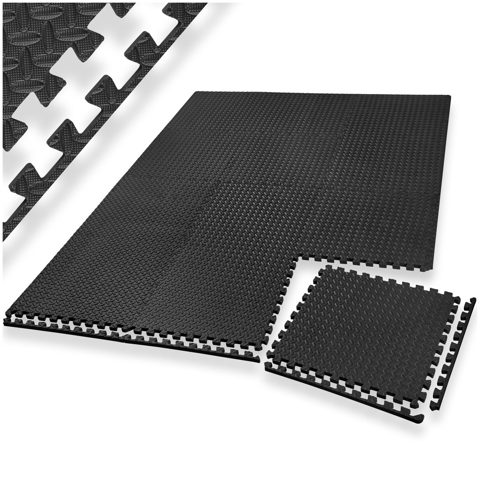tectake® Schutzmattenset, 24-teilig mit 48 Randstücken, weich und rutschfest, leichte Reinigung und flexibel erweiterbar