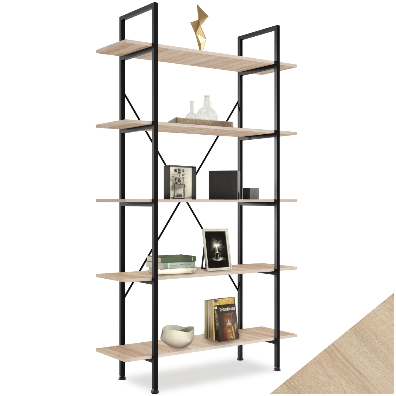 tectake&reg; Regal, Industrial Style, mit 5 Ebenen, inklusive Kippschutz, 106 x 34,5 x 179,5 cm - Bild 1