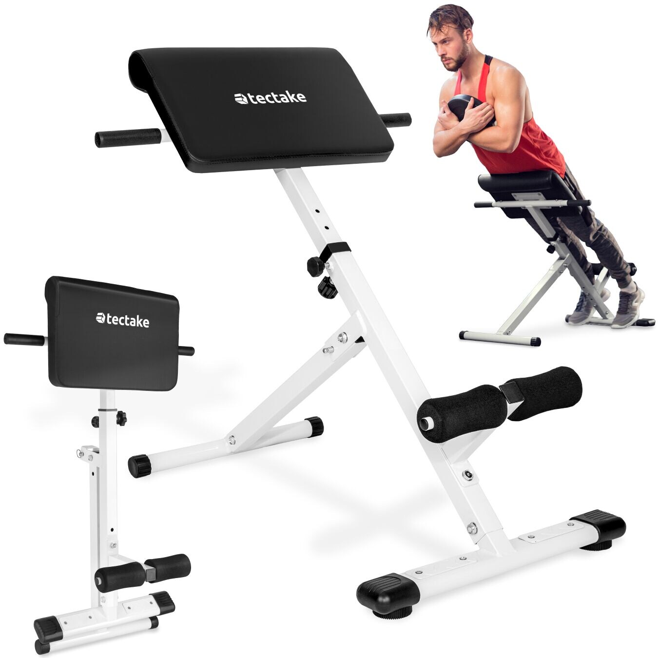 tectake® Hyperextension-Bank, Rückenstrecker und Bauchtrainer, 5-fach verstellbar, klappbar, rutschfeste Fußenden | 04061173204707