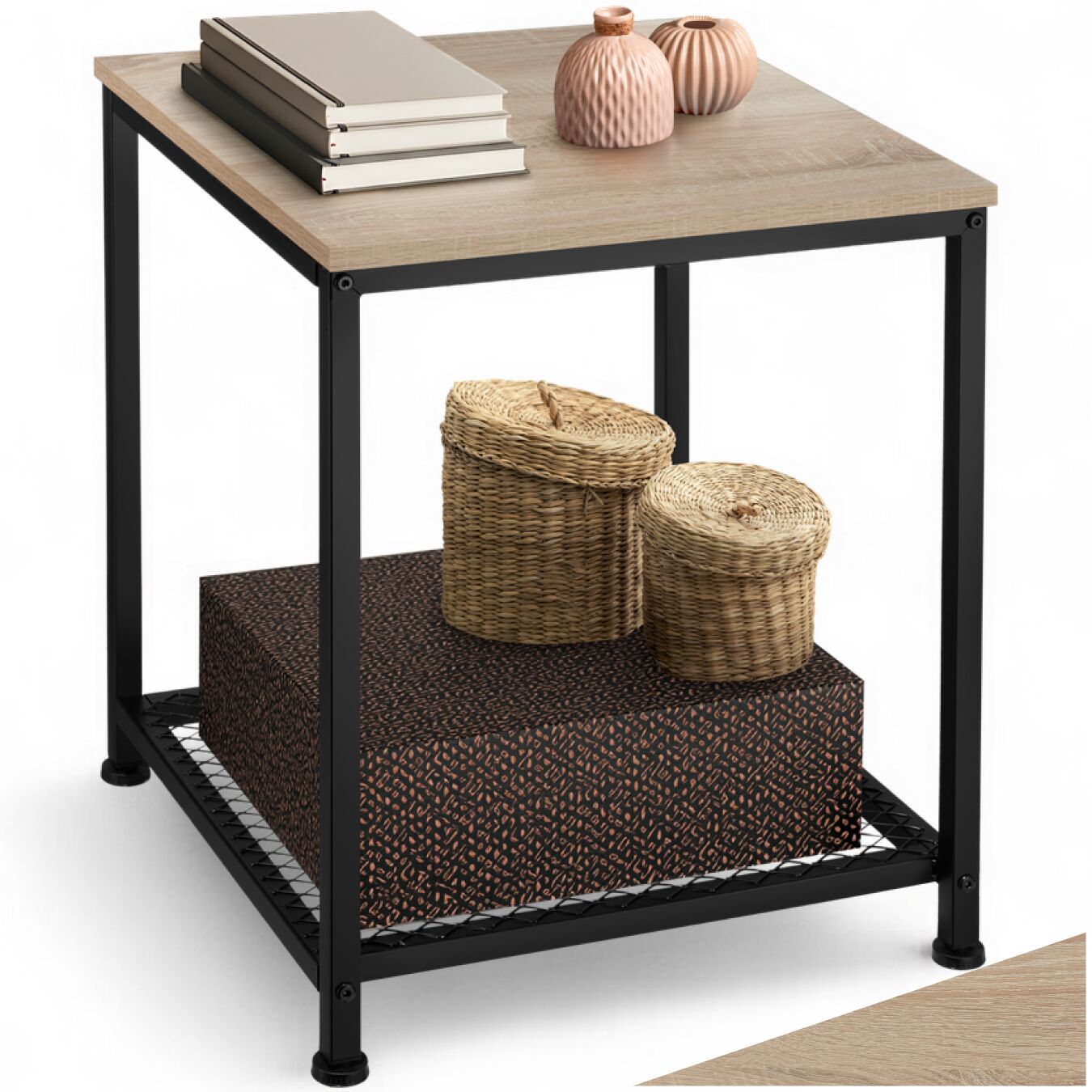 tectake&reg; Beistelltisch, Industrial Style, mit Gitterablage, 45,5 x 45,5 x 55,5 cm - Bild 1