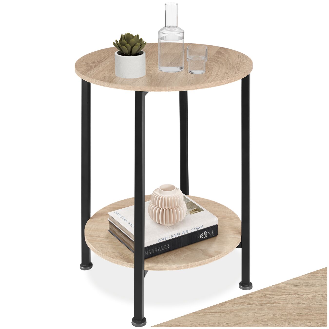 tectake&reg; Beistelltisch, Industrial Style, rund mit 2 Ablagen, 45 x 64 cm - Bild 1