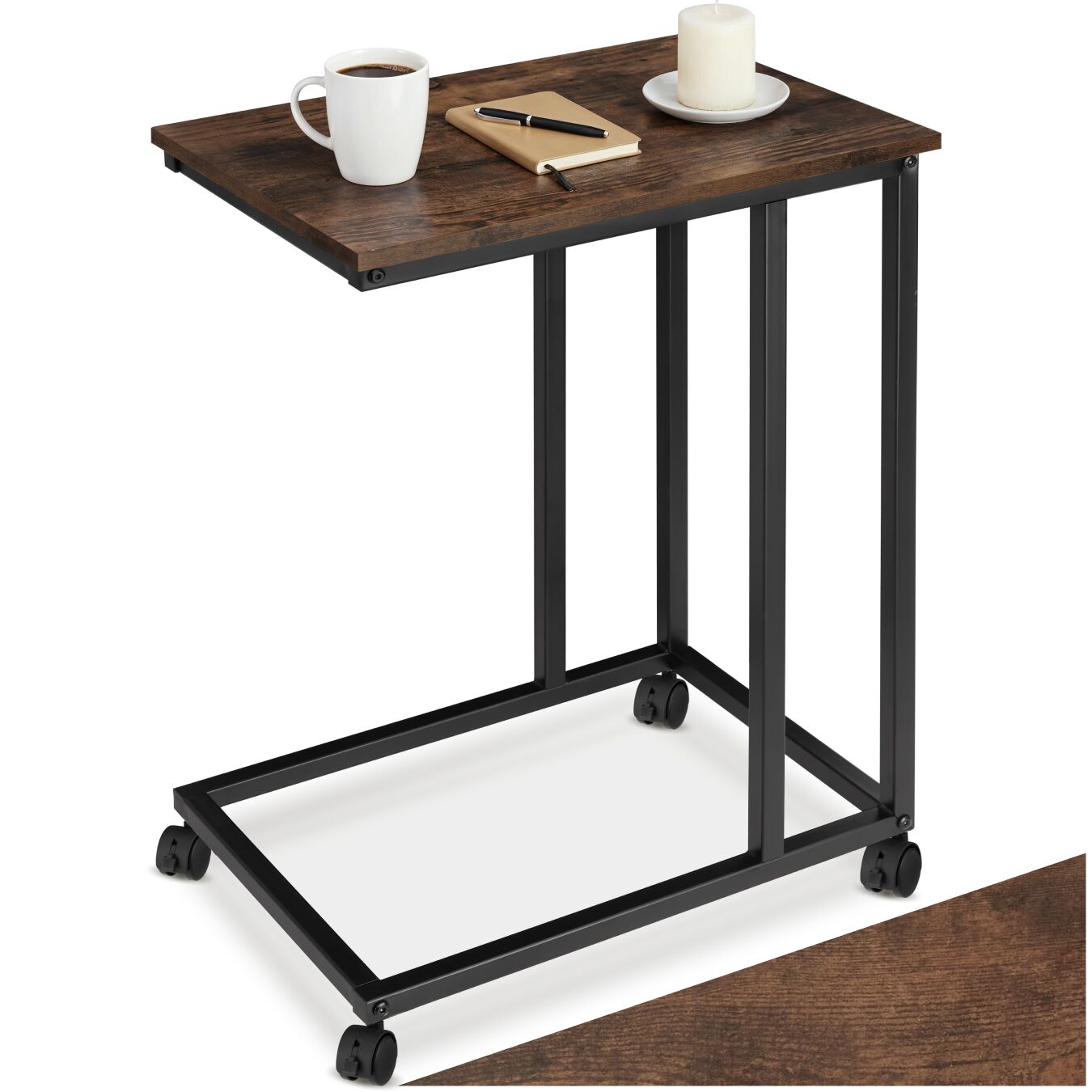 tectake&reg; Beistelltisch, Industrial Style, in praktischer C-Form, 48 x 35 x 70 cm - Bild 1