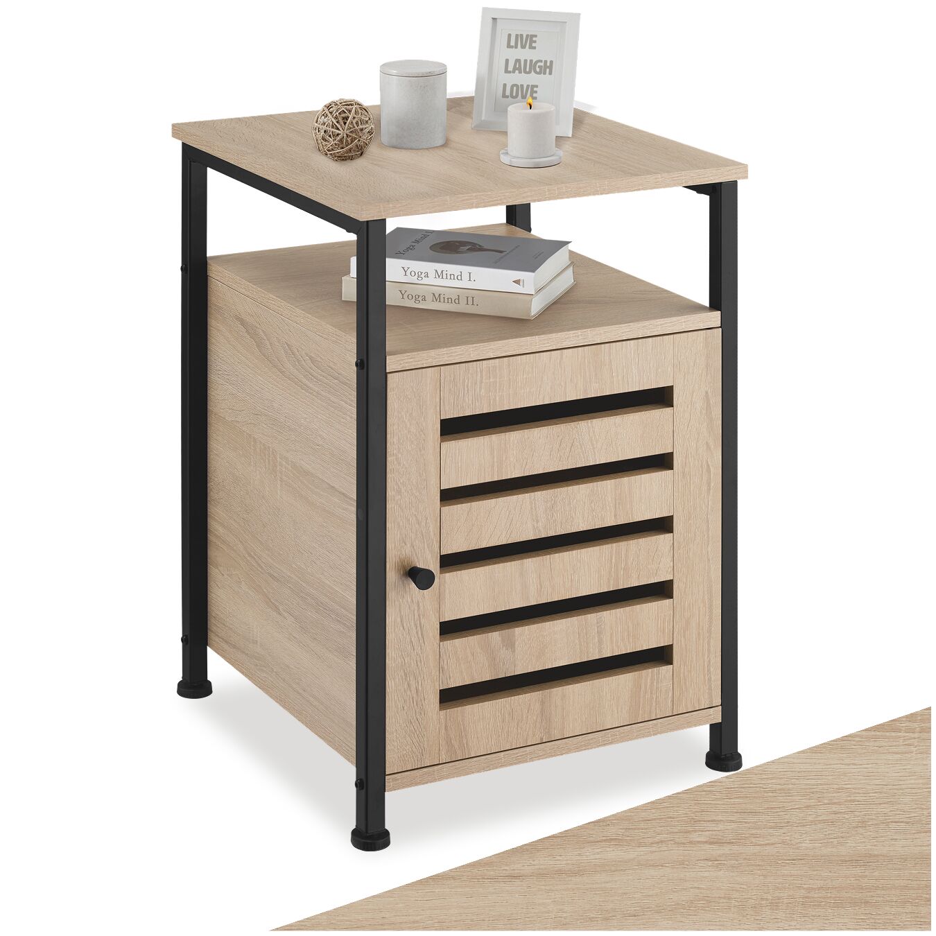 tectake&reg; Beistellschrank, Industrial Style, 2 Ablagen, Staufach mit Magnett&uuml;r und Einlegeboden, 40,5 x 40,5 x 60,5 cm - Bild 1