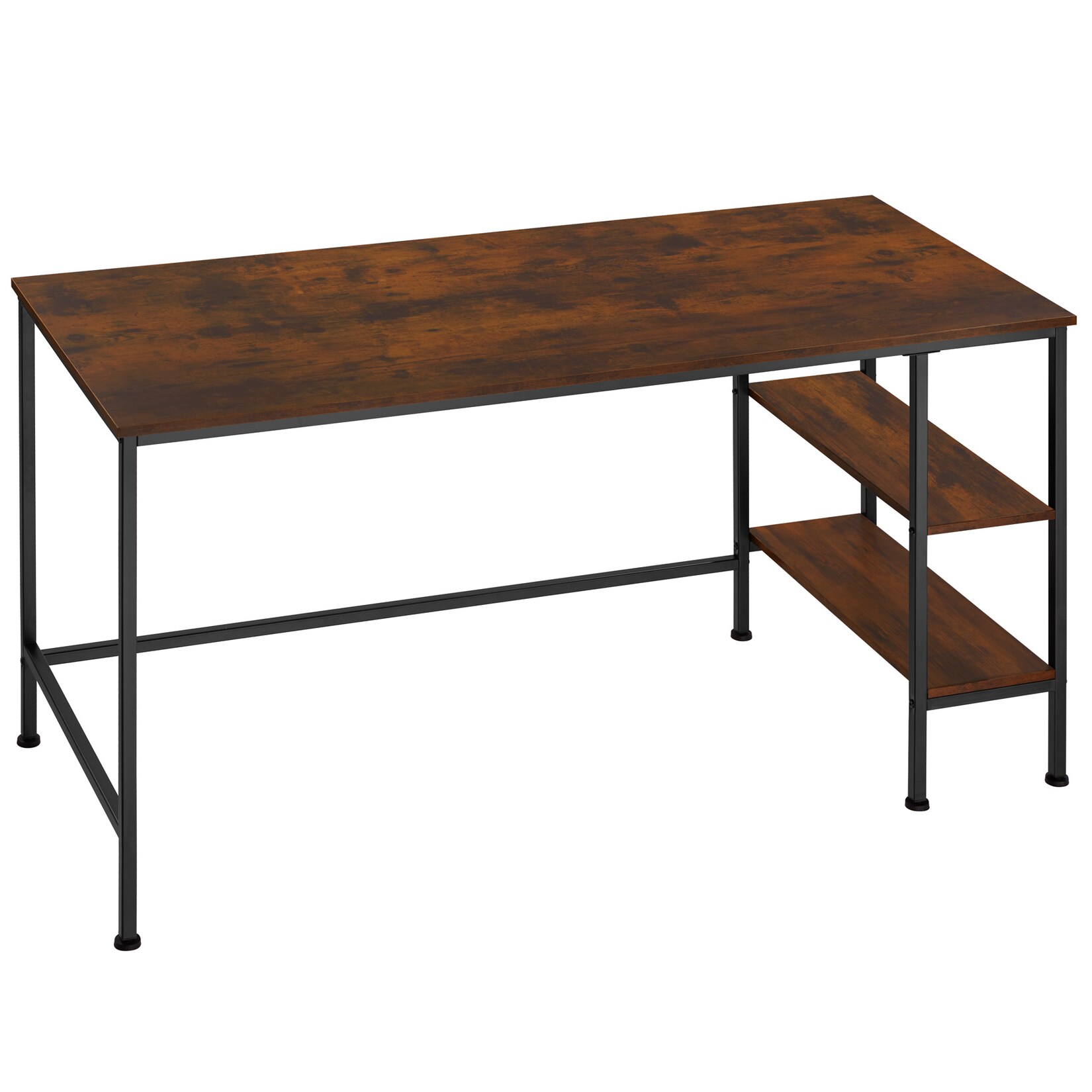 tectake® Schreibtisch, Industrial Style, Seitenregal mit 2 Ablagefächern rechts oder links, 140 x 60 x 76,5 cm