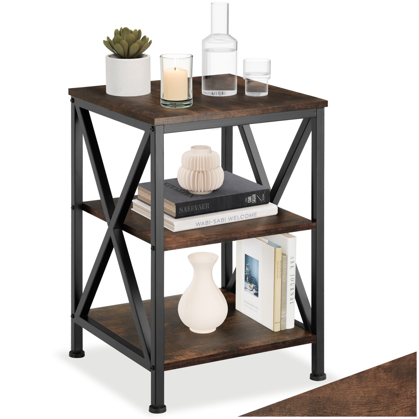 tectake&reg; Beistelltisch, Industrial Style, mit 3 Ablagen, 40,5 x 40,5 x 60,5 cm - Bild 1