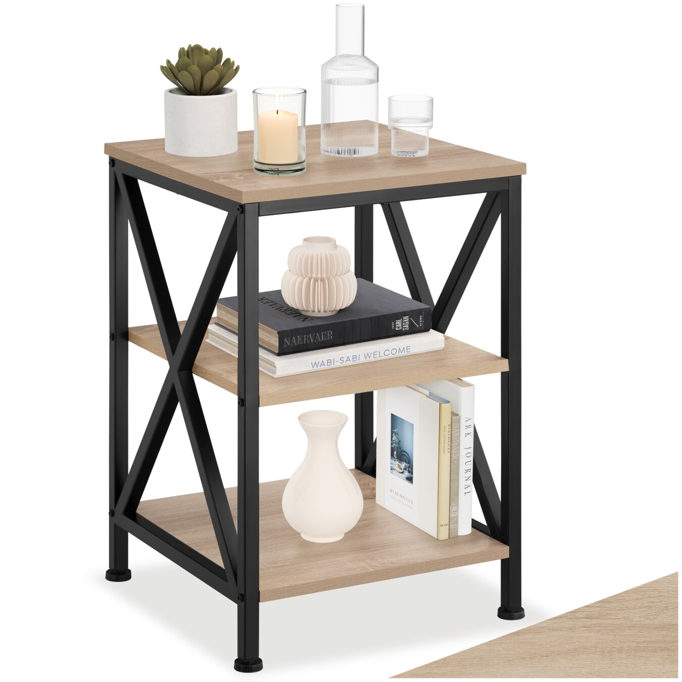 tectake® Beistelltisch, Industrial Style, mit 3 Ablagen, 40,5 x 40,5 x 60,5 cm | 04061173205711