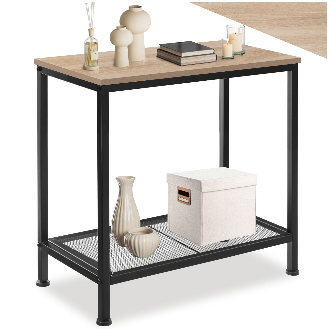tectake&reg; Beistelltisch, Industrial Style, mit Ablage und Gitterablage, 60 x 30,5 x 60,5 cm - Bild 1