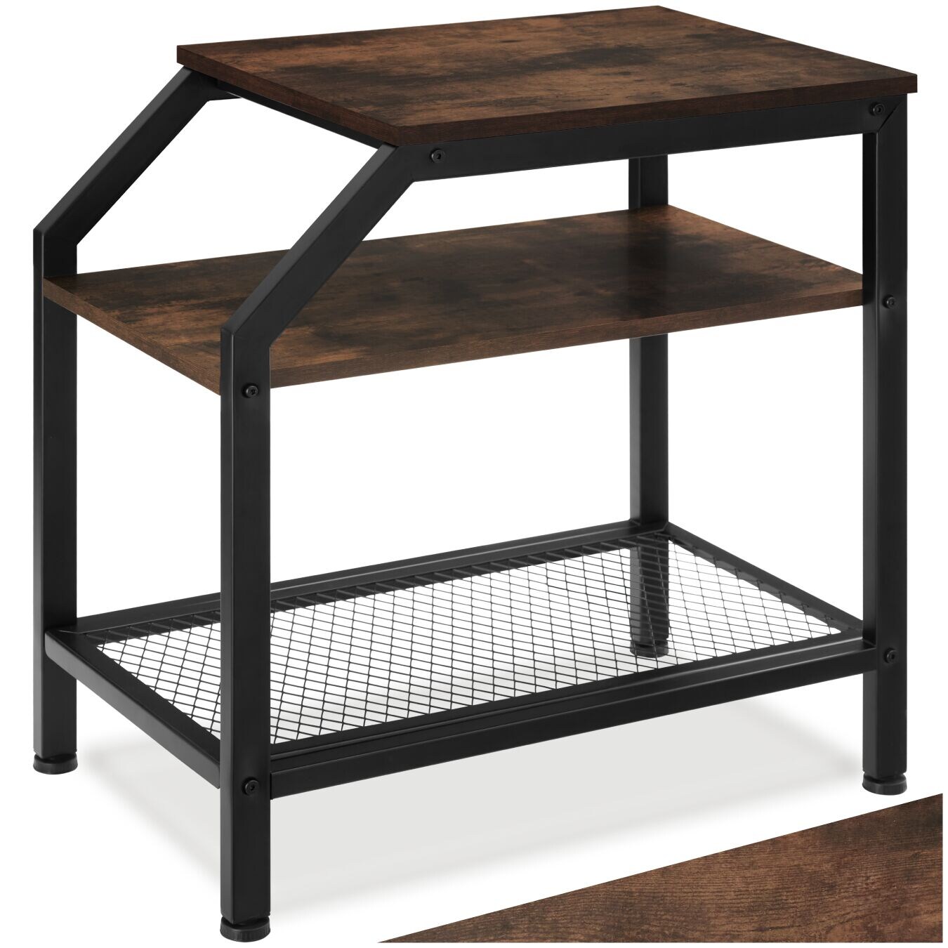 tectake® Beistelltisch, Industrial Style, mit 2 Ablagen und Gitterablage, 36,5 x 58,5 x 59,5 cm | 04061173205827