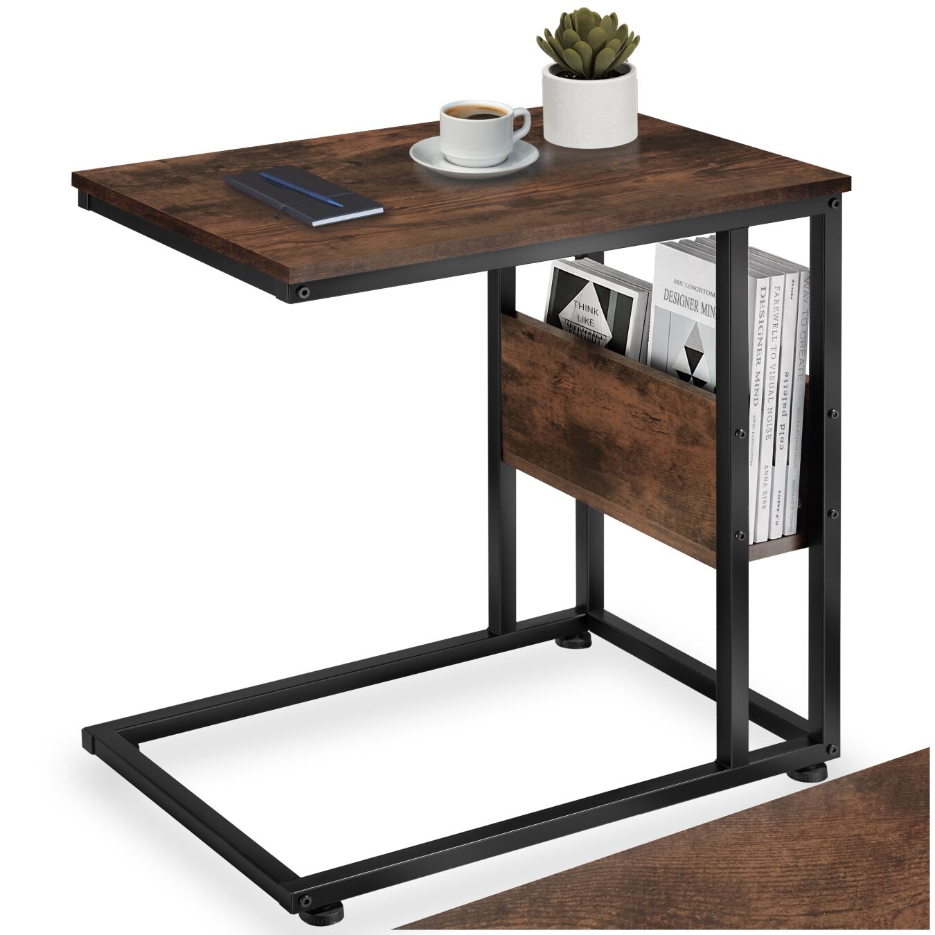 tectake&reg; Beistelltisch, Industrial Style, in praktischer C-Form mit Seitenfach, 55 x 36,5 x 60 cm - Bild 1