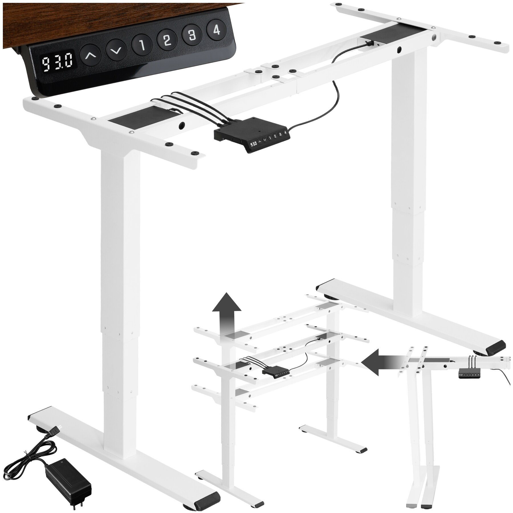 tectake&reg; Tischgestell, elektrisch h&ouml;henverstellbar, breitenverstellbar, 110 - 168 x 60 x 60 - 125 cm - Bild 1