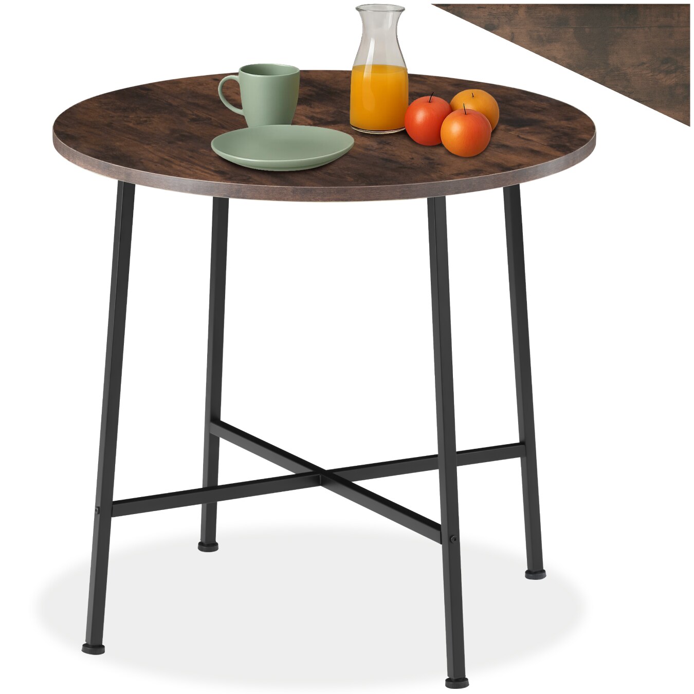 tectake® Esstisch, Industrial Style, rund, 80 x 76 cm