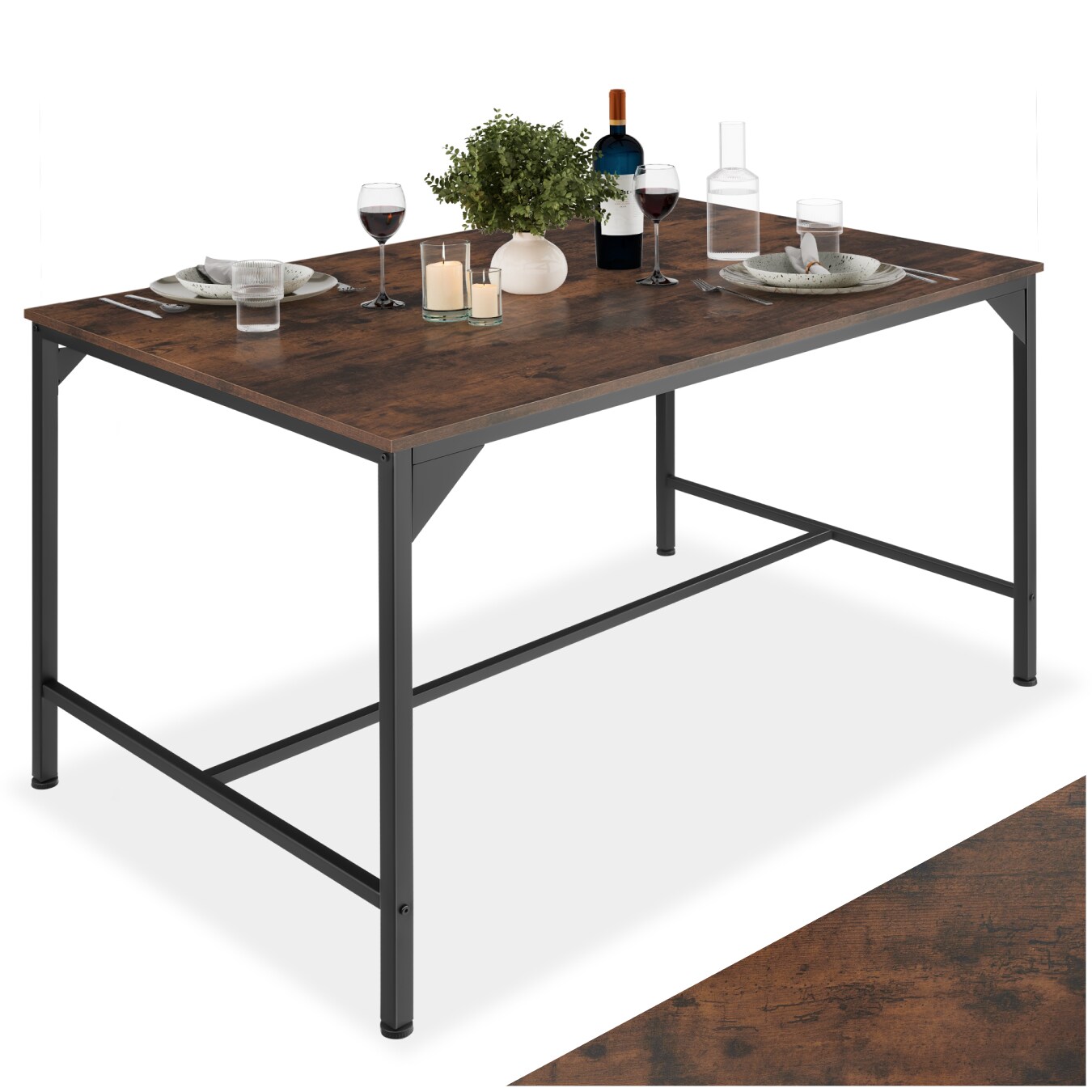 tectake® Esstisch, Industrial Style, rechteckig, 120 x 75 x 75 cm