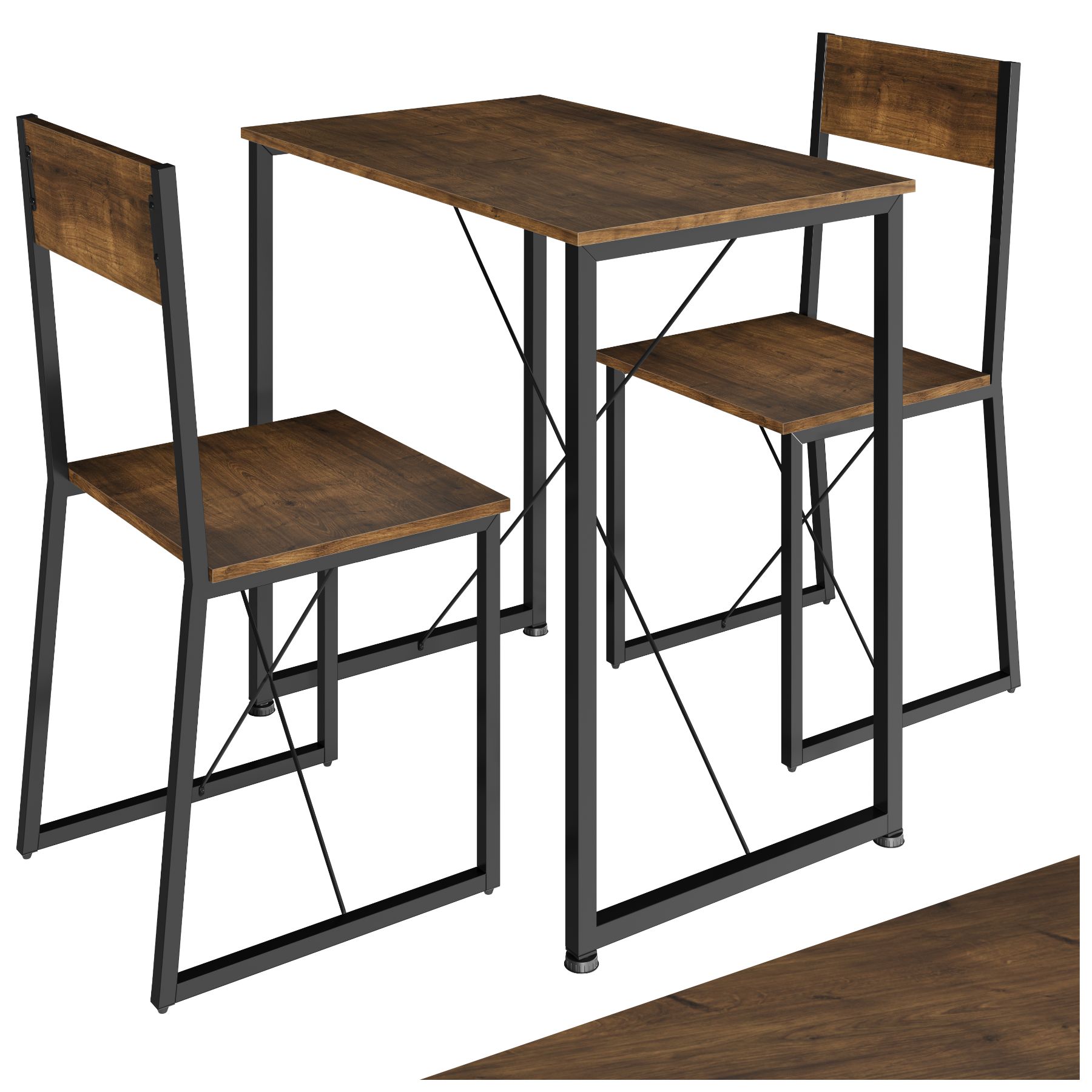 tectake&reg; Sitzgruppe, 3-teilig, Industrial Style, mit h&ouml;henverstellbaren Kunststofff&uuml;&szlig;en - Bild 1