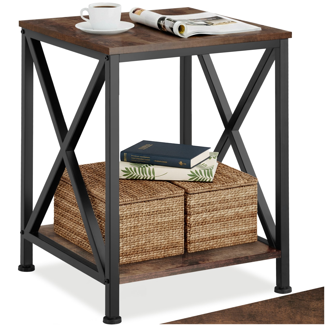 tectake&reg; Beistelltisch, Industrial Style, mit 2 Ablagen, 40,5 x 40,5 x 52,5 cm - Bild 1