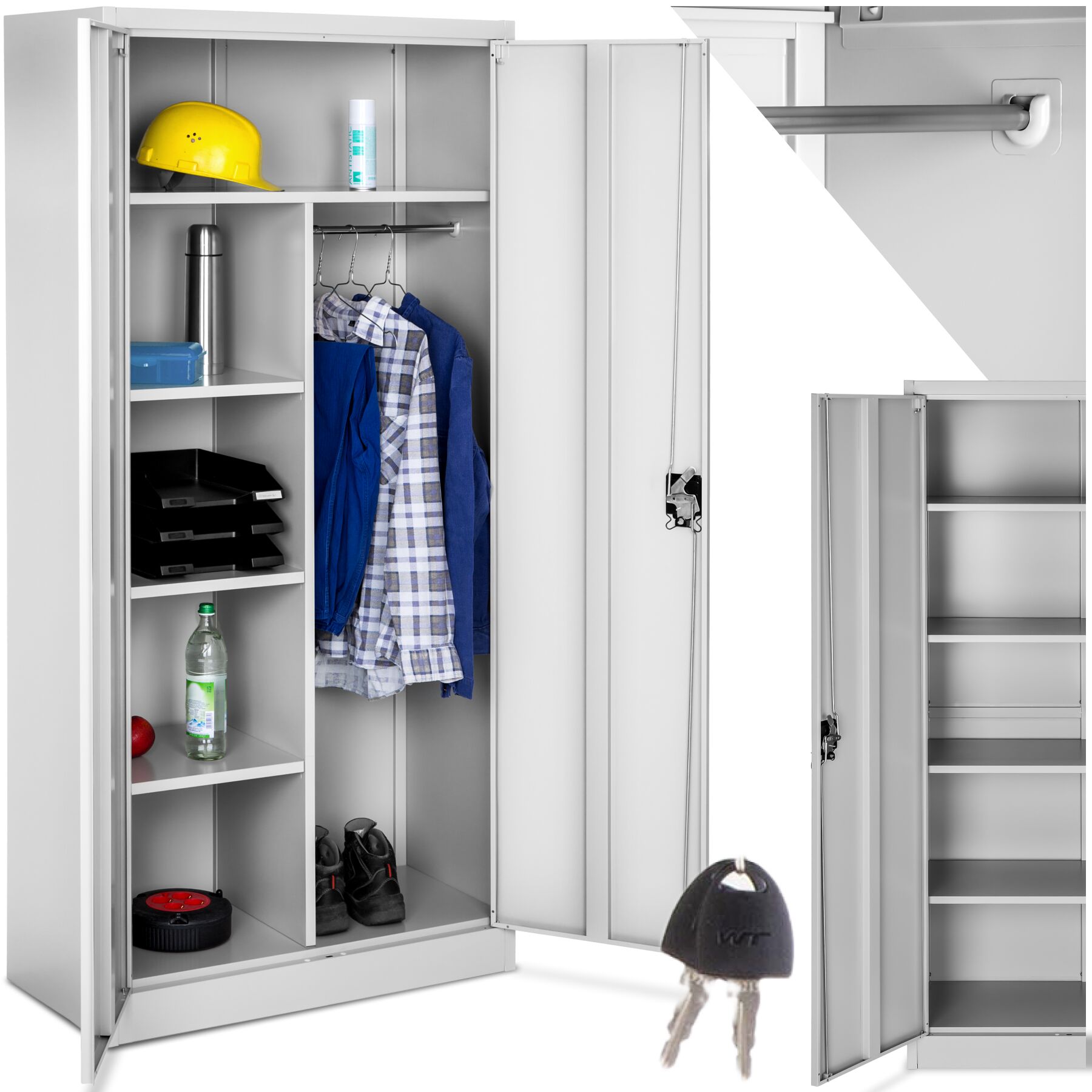 tectake&reg; Spind, aus pulverbeschichtetem Stahl, mit 6 F&auml;chern, 180 x 80 x 40 cm - Bild 1