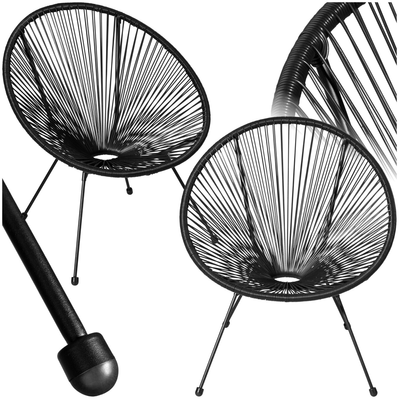 tectake&reg; 2er Set Gartenstuhl, Retro-Design im Acapulco-Stil, filigranes Gestell, Belastbarkeit 120 kg, 70,5 x 69 x 78 cm - Bild 1