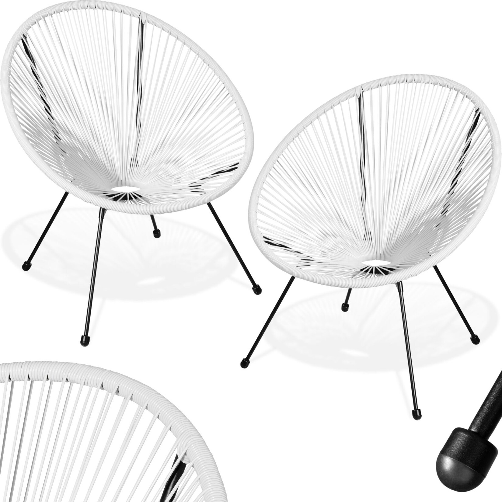 tectake 2er Set Gartenstuhl, Retro-Design im Acapulco-Stil, filigranes Gestell, Belastbarkeit 120 kg, 70,5 x 69 x 78 cm