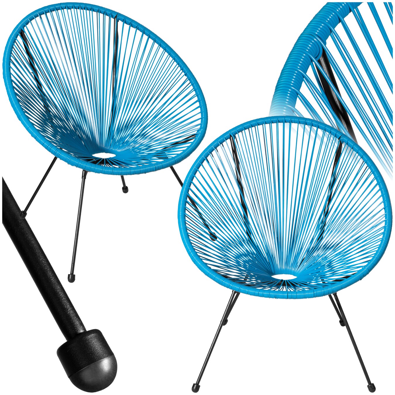 tectake® 2er Set Gartenstuhl, Retro-Design im Acapulco-Stil, filigranes Gestell, Belastbarkeit 120 kg, 70,5 x 69 x 78 cm