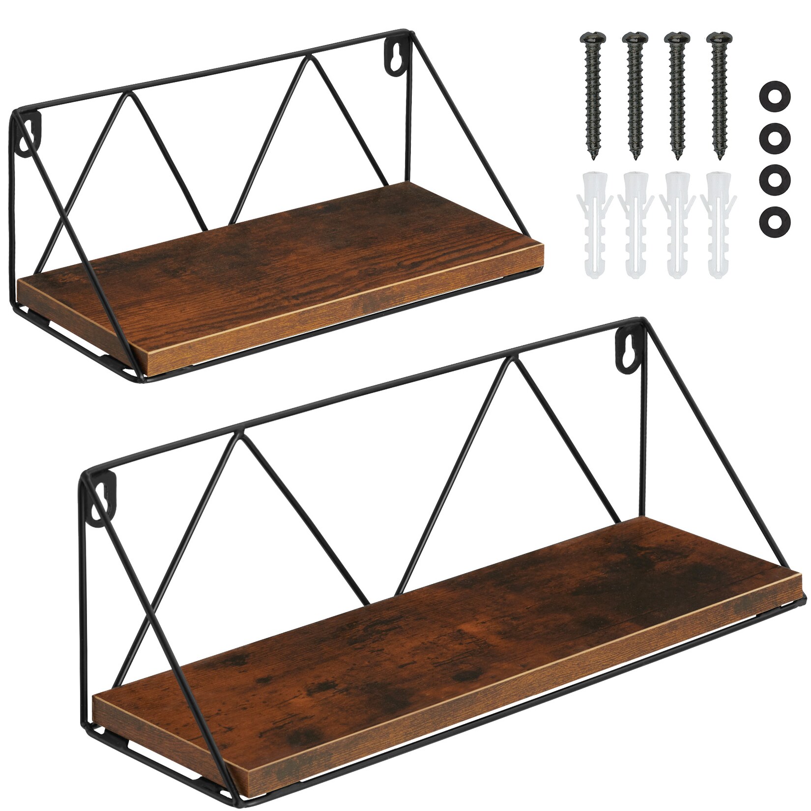 tectake® 2er Set Wandregal, Industrial Style, Belastbarkeit je Regal 15 kg, Tiefe 13 cm | 04061173209146