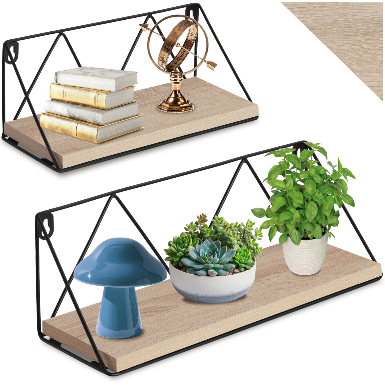 tectake® 2er Set Wandregal, Industrial Style, Belastbarkeit je Regal 15 kg, Tiefe 13 cm | 04061173209153