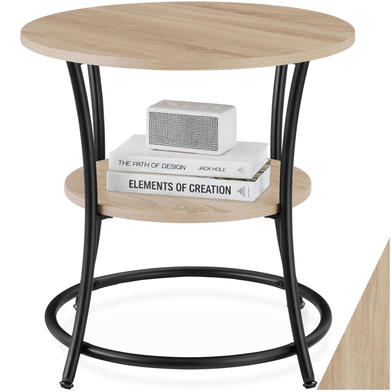 tectake® Beistelltisch, Industrial Style, rund, mit 2 Ablagen, 55 x 56 cm