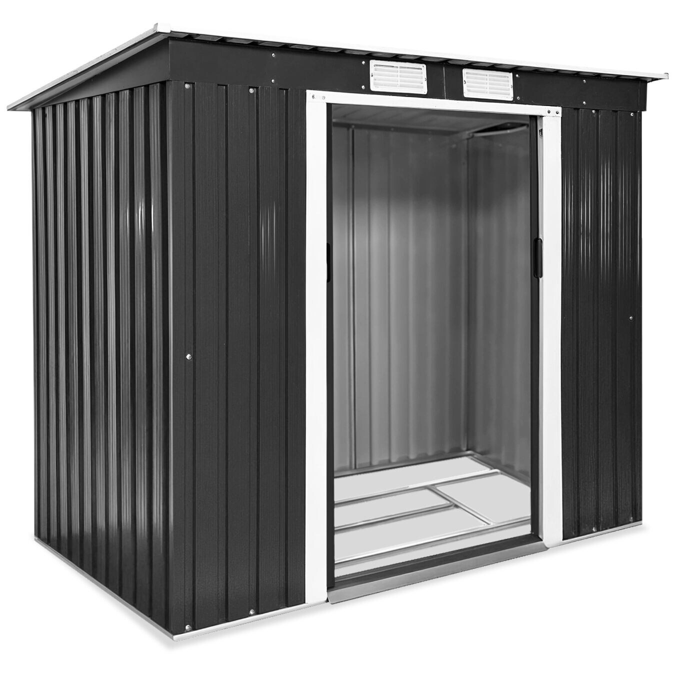 tectake® Gartenhaus mit Pultdach, aus Stahl, praktische Schiebetür, 213 x 130 x 173 cm