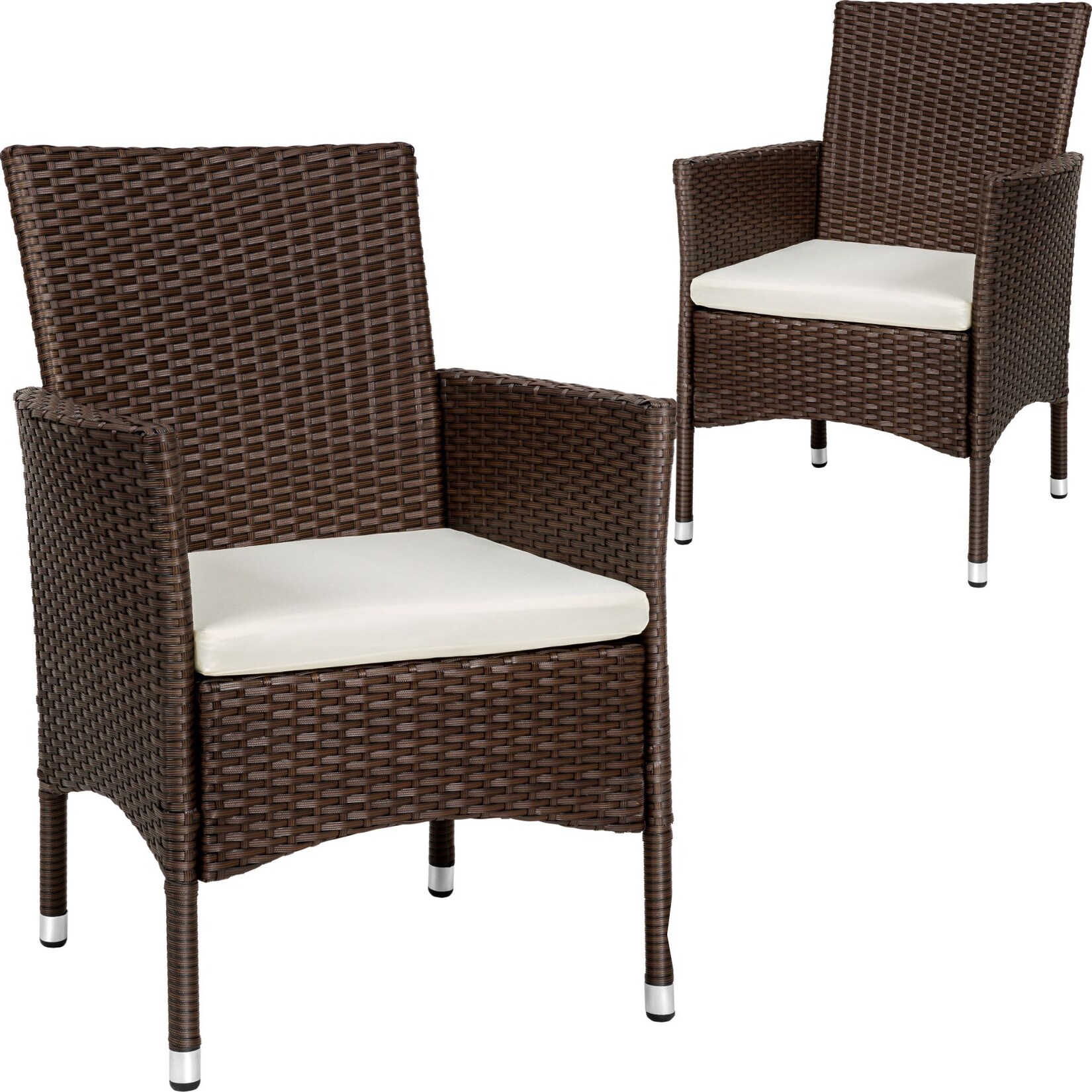 tectake® 2er Set Rattanstuhl, widerstandsfähig, 2 Bezugssets, 59 x 57 x 85 cm | 04061173210876