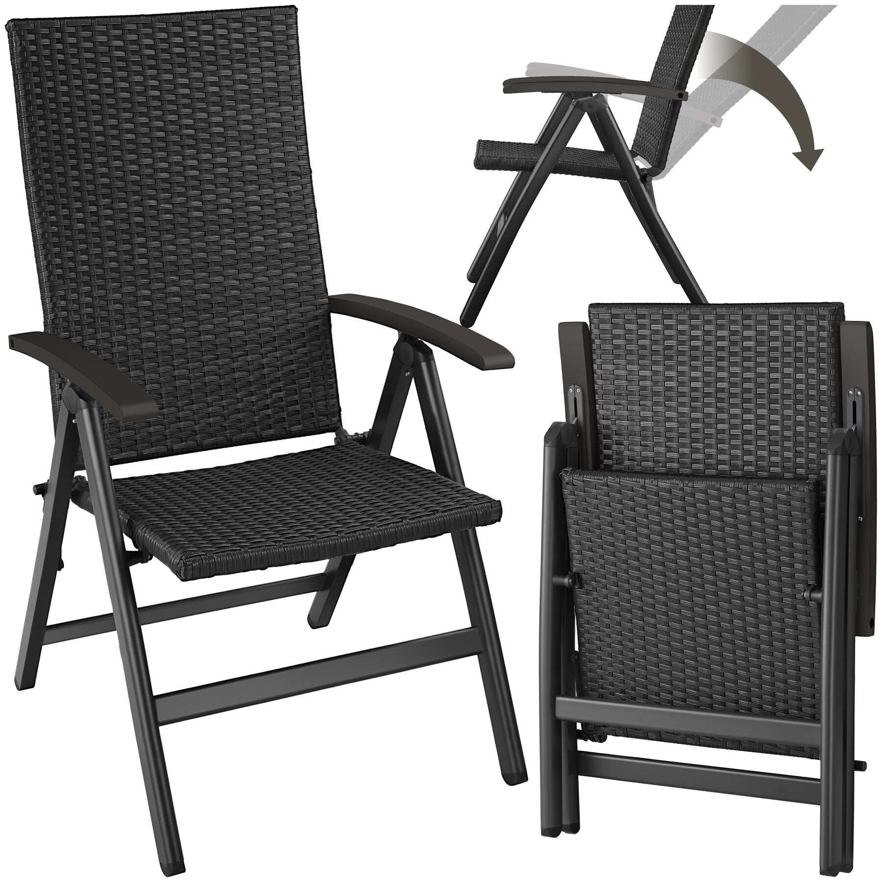 tectake&reg; Rattanstuhl, mit Aluminiumgestell, wetterfest und UV-best&auml;ndig, 58 x 72 x 108 cm - Bild 1