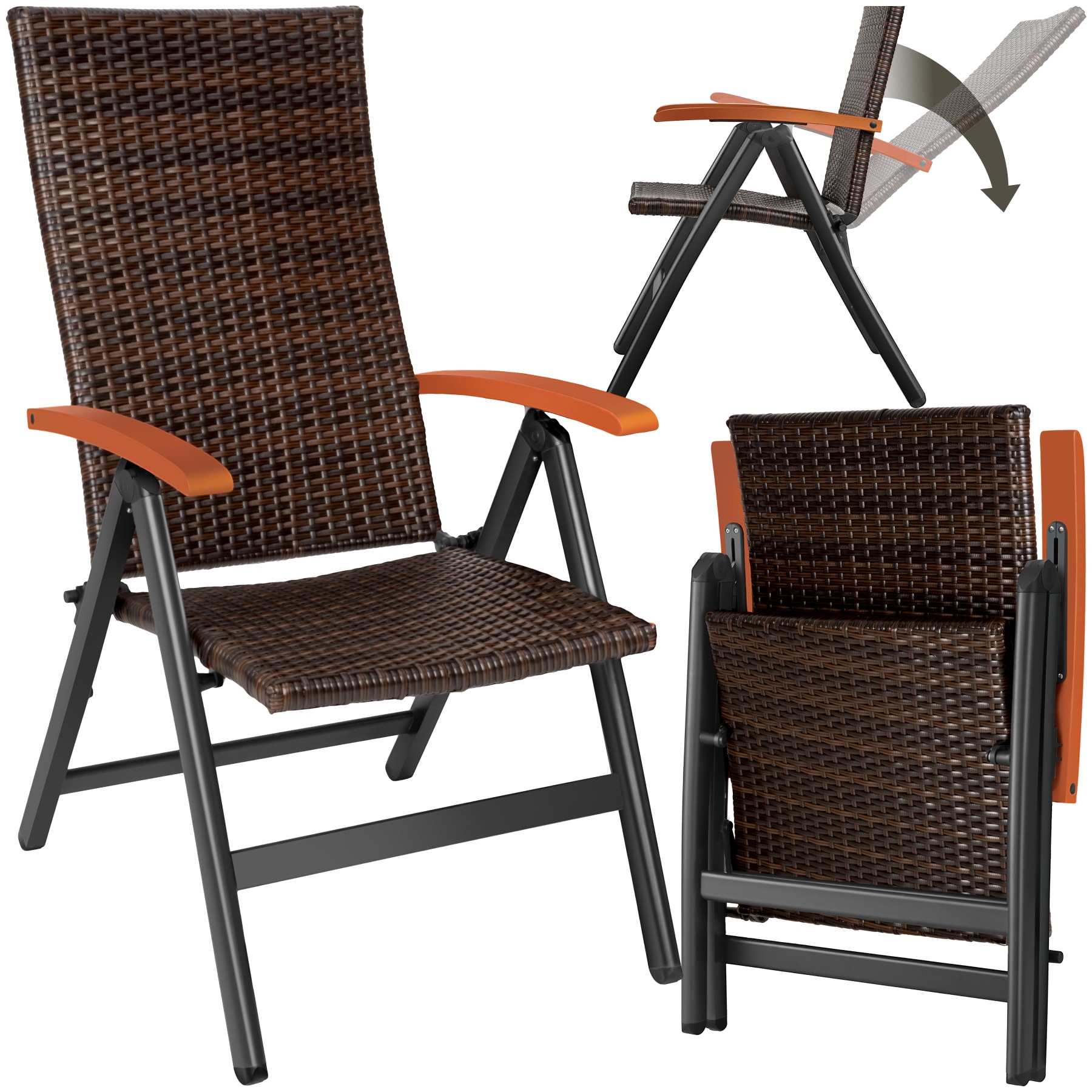 tectake&reg; Rattanstuhl, mit Aluminiumgestell, wetterfest und UV-best&auml;ndig, 58 x 72 x 108 cm - Bild 1