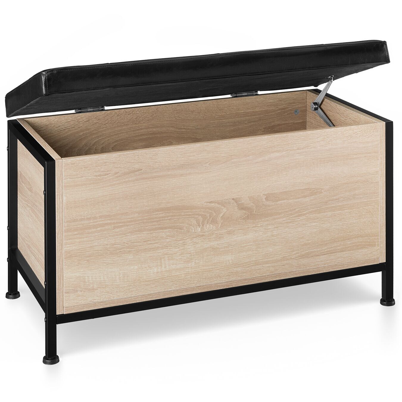 tectake® Sitztruhe, Industrial Style, gepolstert, Kunstlederbezug