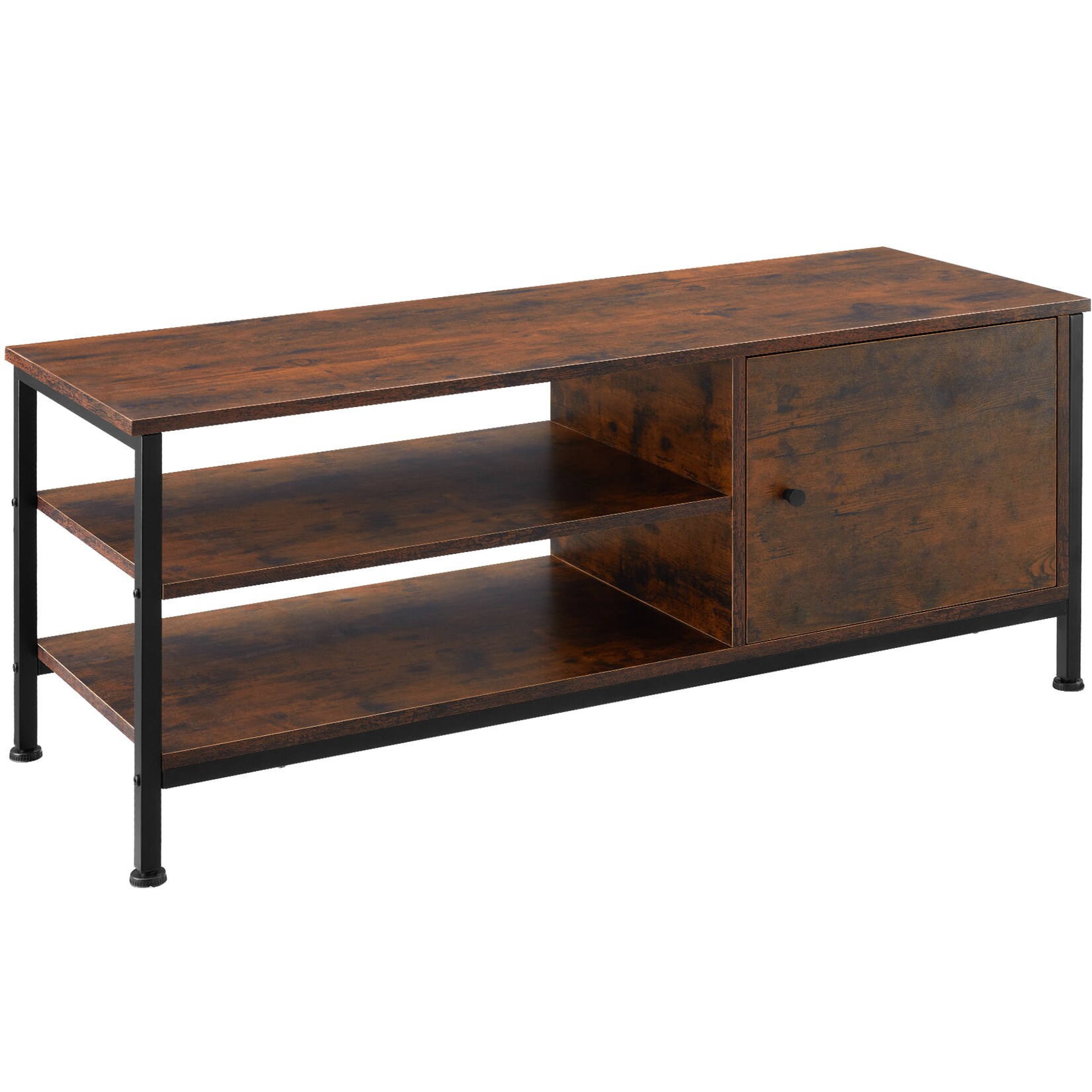 tectake® TV-Regal, Industrial Style, 2 offene Fächer, Staufach mit Magnettür, 110 x 40 x 45,5 cm | 04061173230799