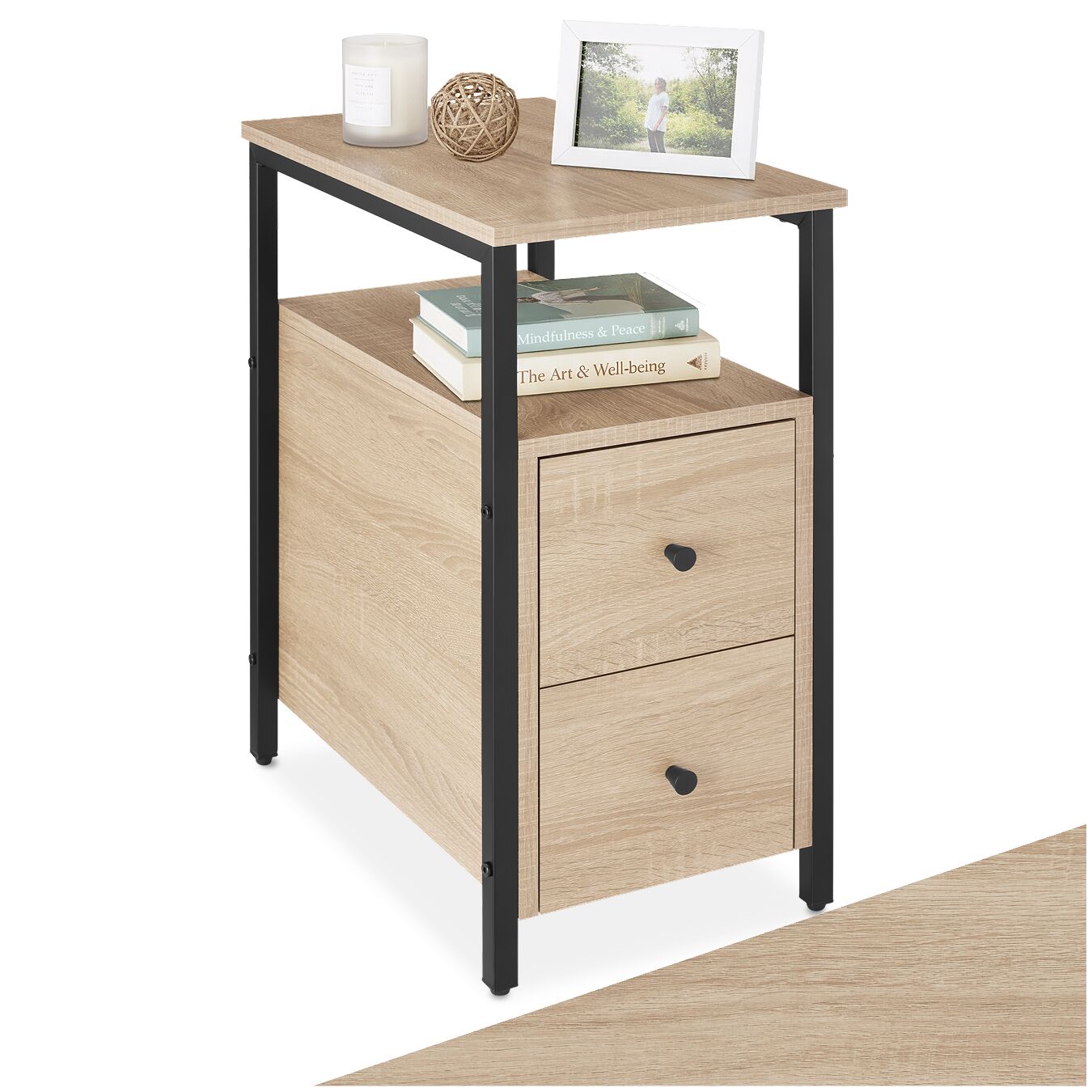 tectake&reg; Nachttisch, Industrial Style, 2 Ablagen und 2 Schubladen, 30 x 49,5 x 61,5 cm - Bild 1