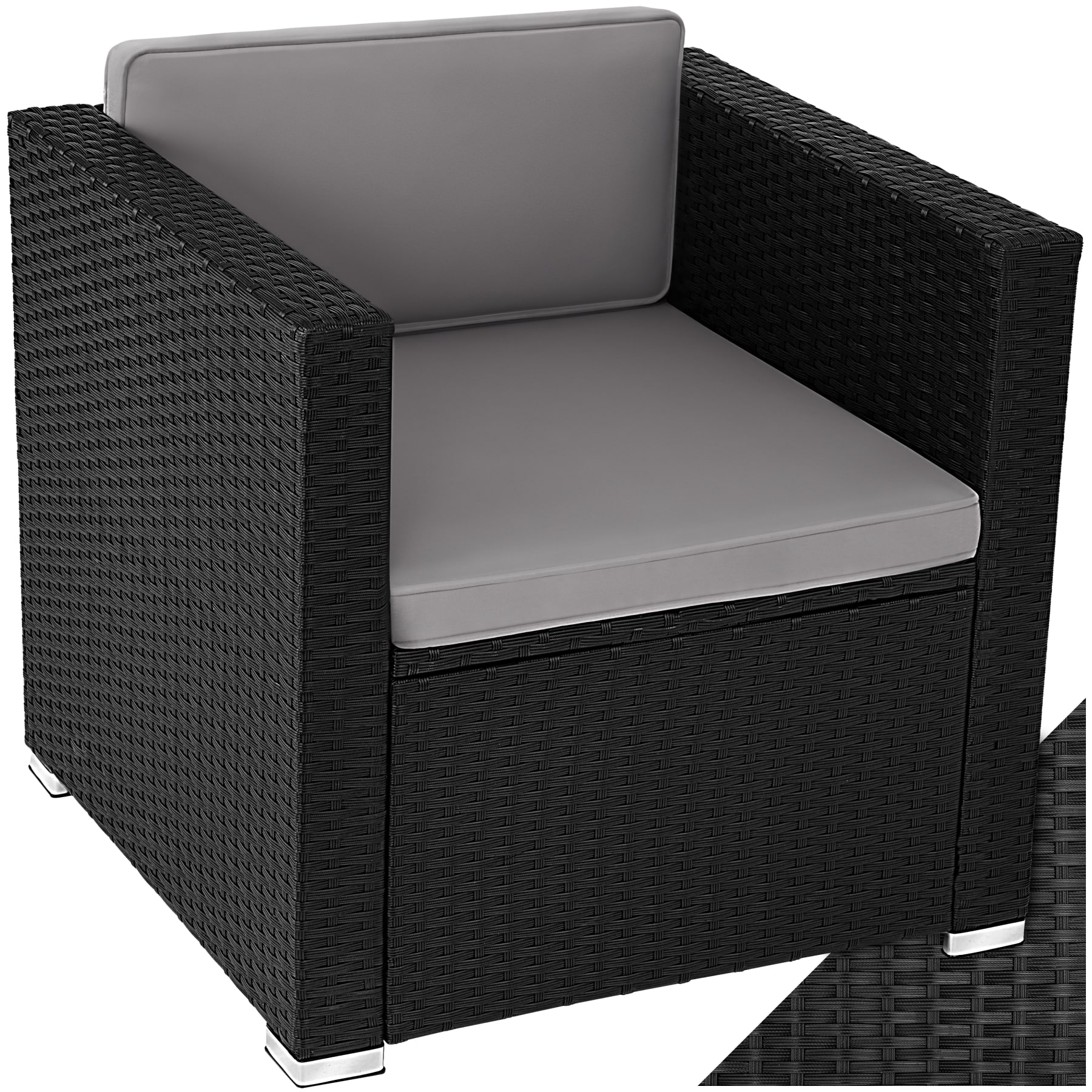 tectake&reg; Rattansessel , widerstandsf&auml;hig, inklusive Sitz- und R&uuml;ckenpolster, 70 x 69 x 65cm - Bild 1