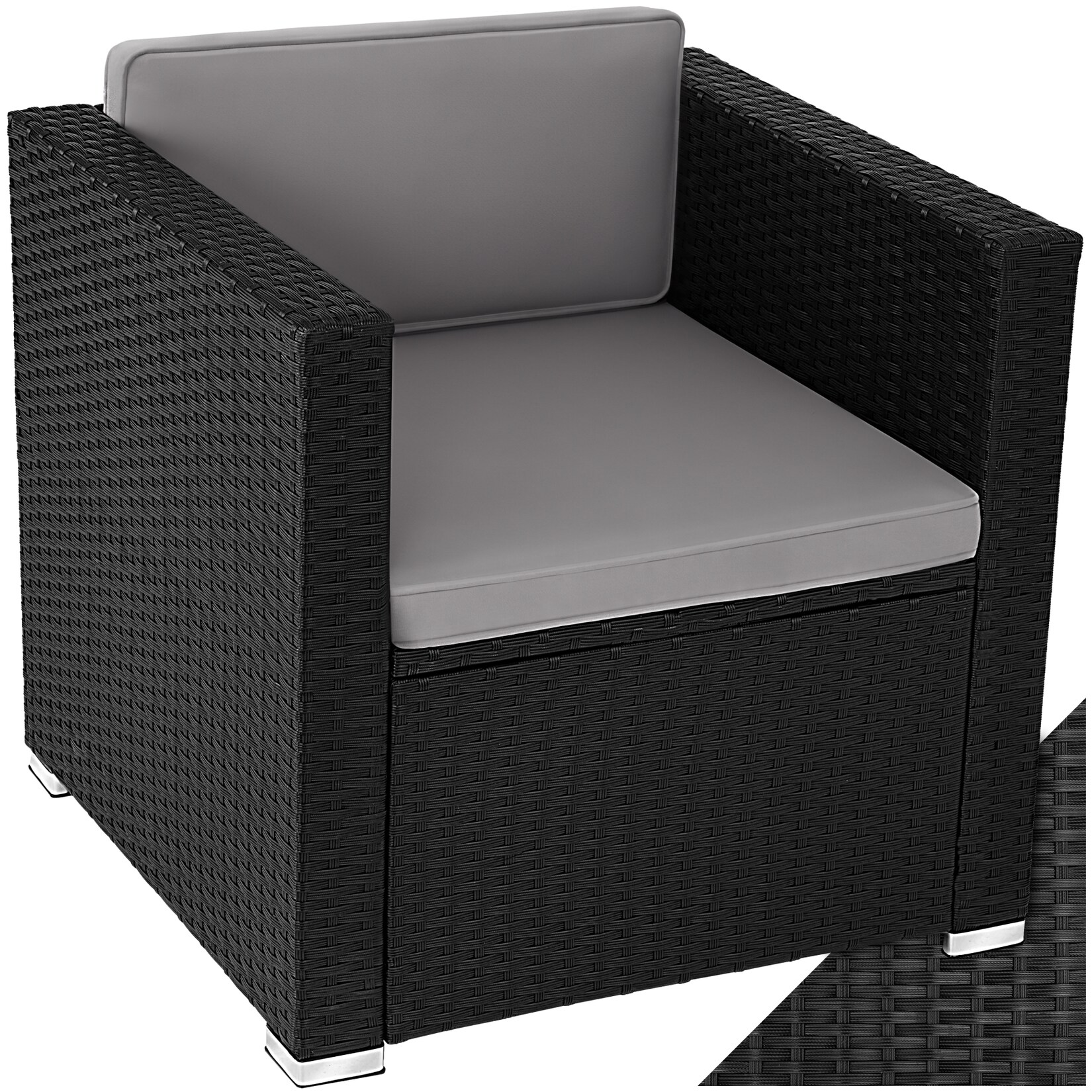 tectake® Rattansessel , widerstandsfähig, inklusive Sitz- und Rückenpolster, 70 x 69 x 65cm | 04061173243737