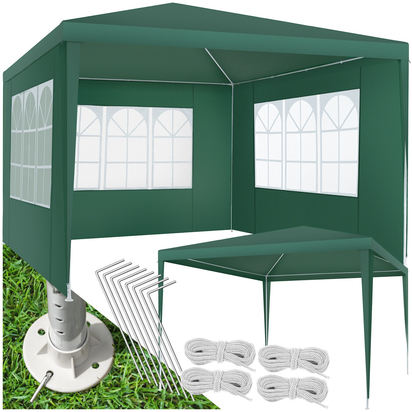 tectake® Pavillon, 3 x 3 m, mit UV-Schutz, inklusive Spannseile und Heringe | 04061173244253