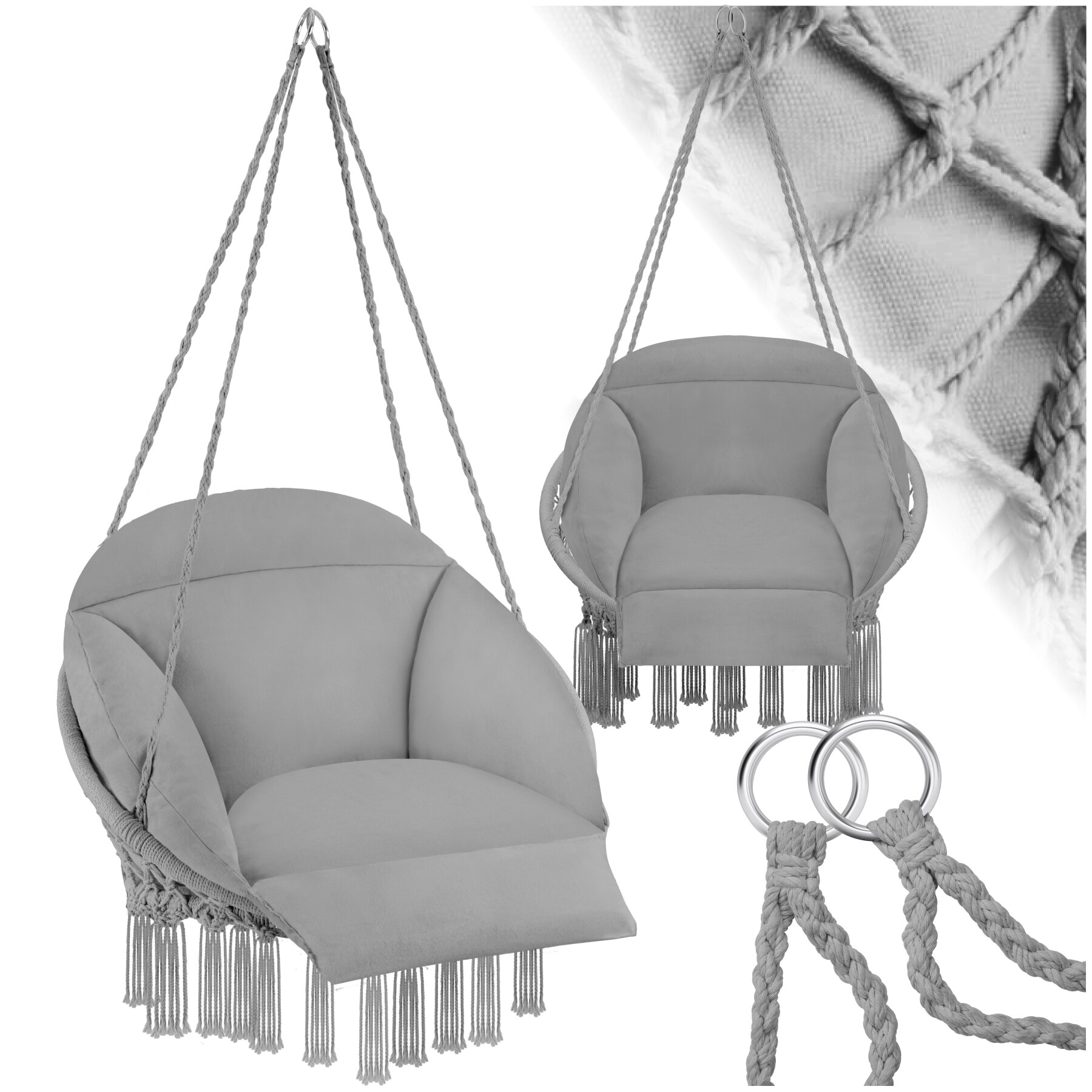 tectake&reg; H&auml;ngesessel, mit dickem Sitzkissen, mit Zierquasten, 80 x 81 x 139 cm - Bild 1