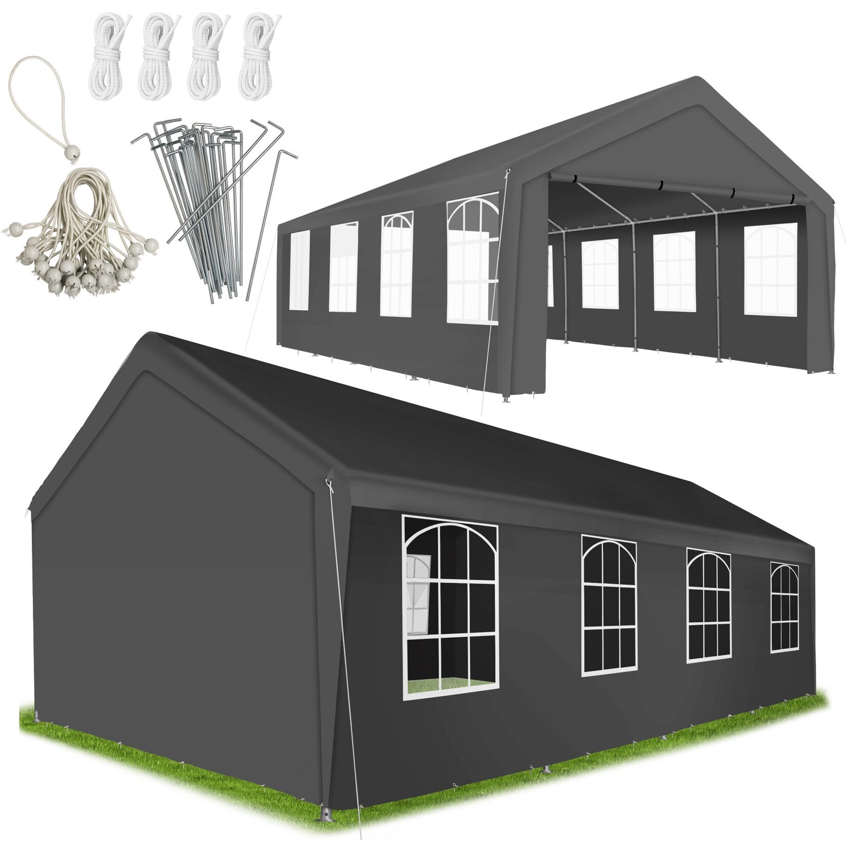 tectake® Partyzelt, 8 x 4 m, im Stecksystem, inklusive Spannseilen und Heringen