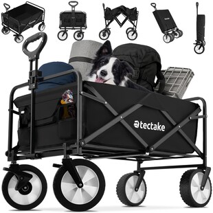 tectake® Bollerwagen, faltbar, abnehmbarer Stoffeinsatz mit 2 Netztaschen, inklusive Tragetasche, Belastbarkeit 80 kg - Bild 1