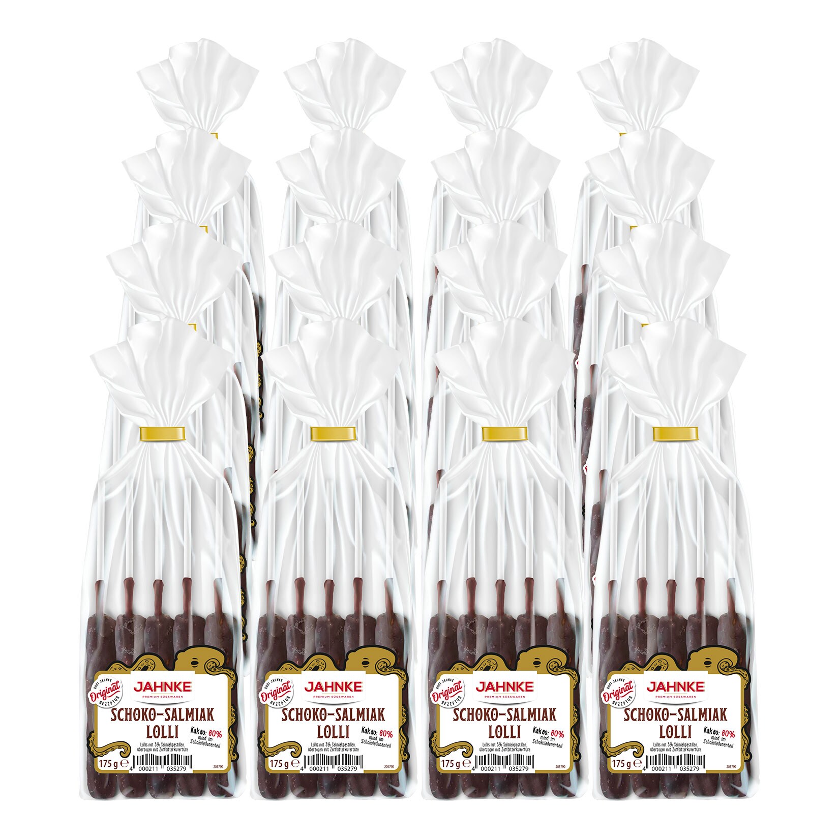 Jahnke Schoko-Salmiak-Lolli Zartbitter 175 g, 16er Pack - Bild 1