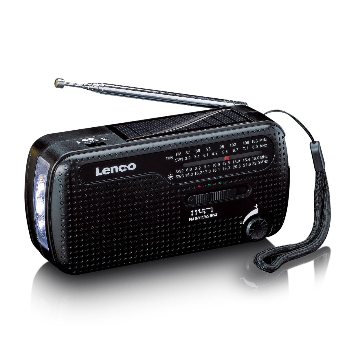 Lenco MCR-112BK - Tragbares Notfall Radio mit Aufziehfunktion, Taschenlampe und Powerbank in einem - Schwarz - Bild 1