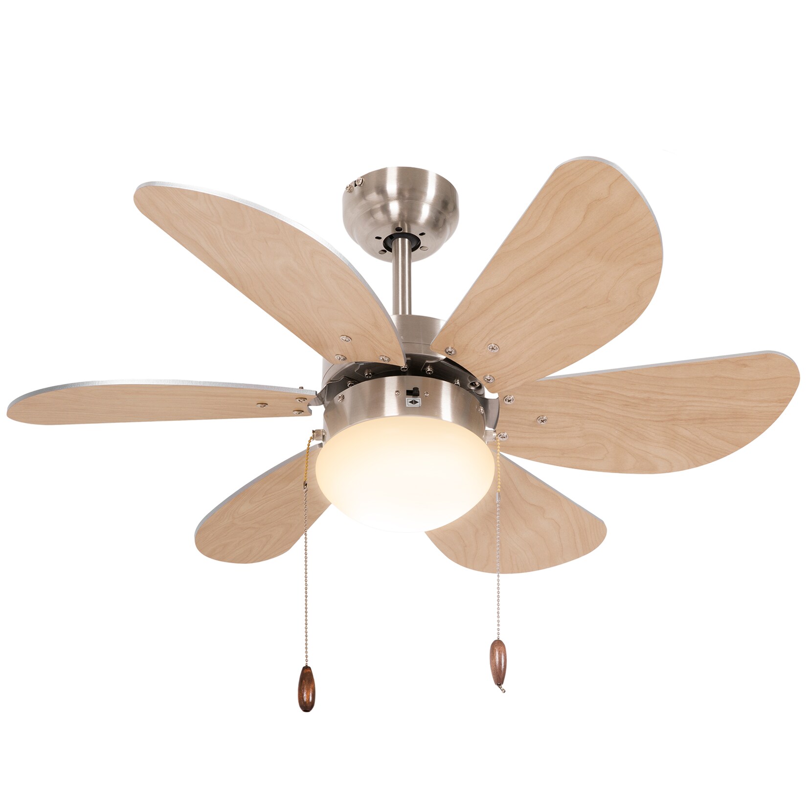 HOMCOM Deckenventilator mit Licht Metall, MDF | 04255633562746